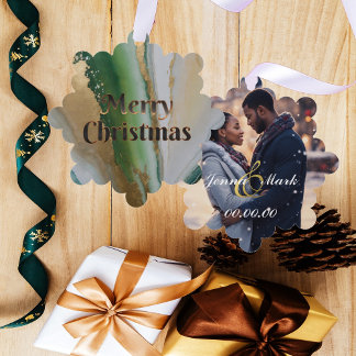 Carte Décorative Photo en or moderne et en marbre vert