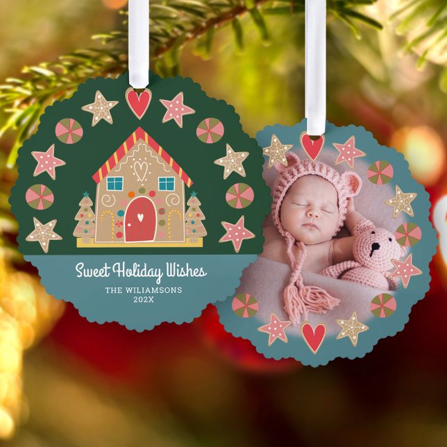 Carte Décorative Photo Gingerbread Sweet Holiday Wives Green Blue (Créateur téléchargé)
