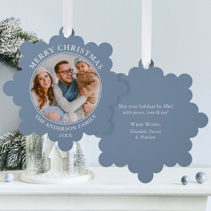 Carte Décorative Photo moderne Dusty Blue Joyeux Noël