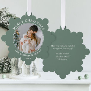 Carte Décorative Photo moderne Sage Green Joyeux Noël