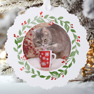 Carte Décorative Photo Pet First Christmas Wath Red Text