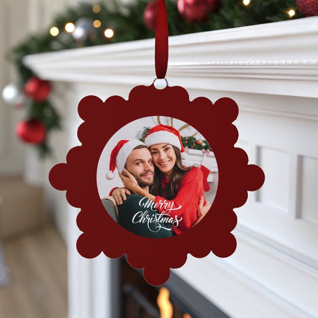 Carte Décorative Photo Red Christmas (Photo Red Christmas Ornament Card)