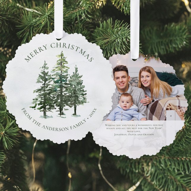 Carte Décorative Pins d'aquarelle rustique Noël (Créateur téléchargé)