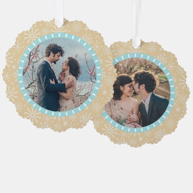 Carte Décorative Plage côtière Snowflakes Nautique 2 photos personn (Recto/Verso)