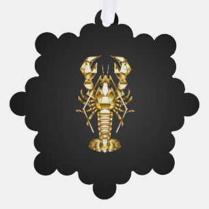 Carte Décorative Poisson à langouste polygonale dorée sur noir