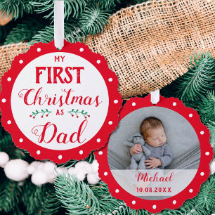 Carte Décorative Premier Noël avec papa photo bébé nouveau-né