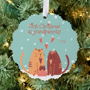 Carte Décorative Premier Noël en grand-parents ! Chats mignons