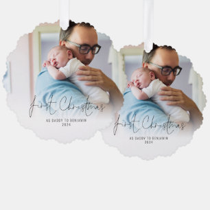 Carte Décorative Premier Noël en tant que papa Nom Année Photo