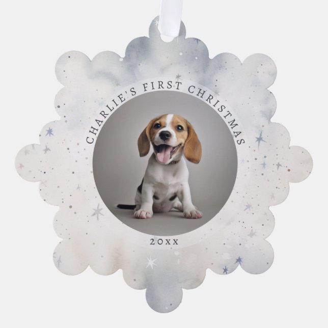 Carte Décorative Première famille de Noël du chien photo (Recto)