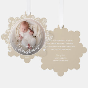 Carte Décorative Première photo de Noël du bébé sur papier ivoire