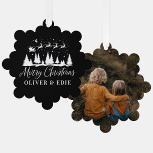 Carte Décorative Premiers rennes noirs de Noël élégant 1 photo