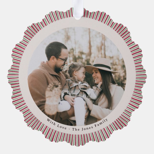 Carte Décorative Preppy Holiday Paper Ornament with Photo  (Verso)