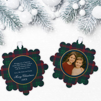 Carte Décorative Preppy Navy Tartan Plaid Christmas Photo