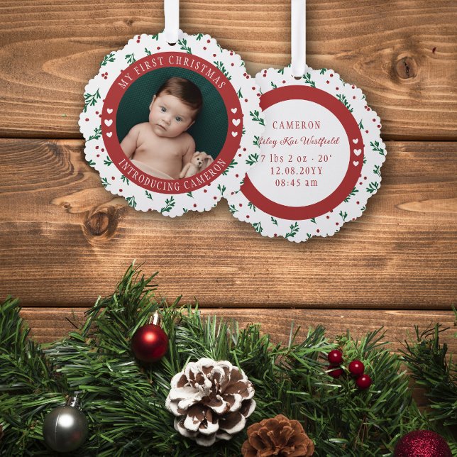 Carte Décorative Red Berry Motif Introduire Baby 1er Noël (Créateur téléchargé)