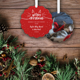 Carte Décorative Red Meowy Noël Chat Photo Noël