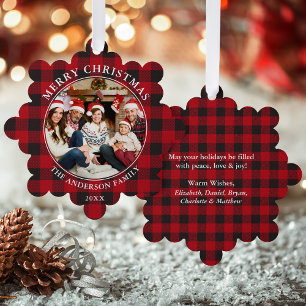 Carte Décorative Red Plaid Rustique Joyeux Noël Photo