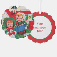 rétro vintage caroling enfants ajouter un message