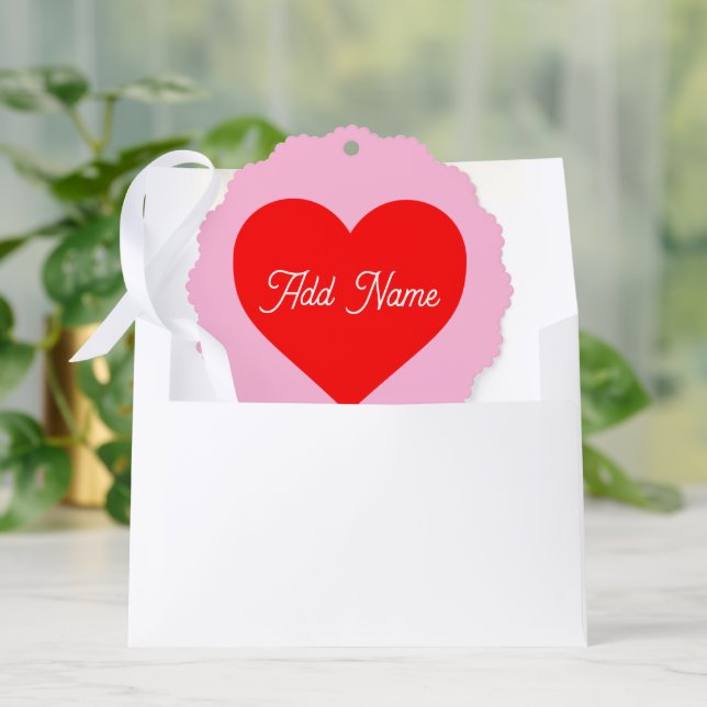 Carte Décorative Romantique Coeur Rouge Pastel Rose Personnalisé (Enveloppe)