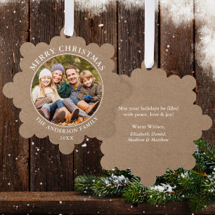 Carte Décorative Rustique Kraft Style Joyeux Photo de Noël