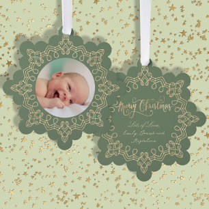 Carte Décorative sauge vert noël nouveau bébé