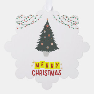 Carte Décorative Simple blanc et sapin Joyeux Noël
