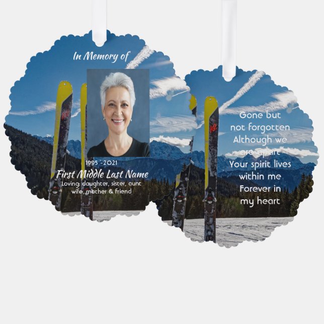 Carte Décorative Skiing Skier Memorial Keepsake  (Recto/Verso)