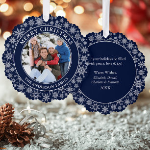 Carte Décorative Snowflakes Blue Joyeux Noël Photo