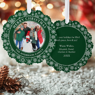 Carte Décorative Snowflakes vert Joyeux Noël Photo