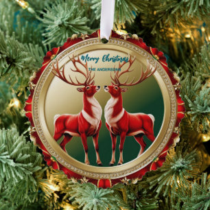 Carte Décorative Soirée de Noël Elegant Red Deer Moose Gold Snow