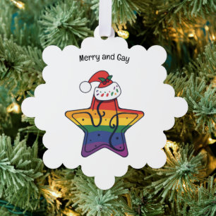 Carte Décorative Star de Noël gay avec drapeau LGBT