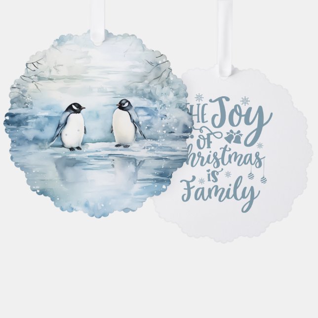 Carte Décorative The Joy of Christmas Is Family Penguins (Recto/Verso)