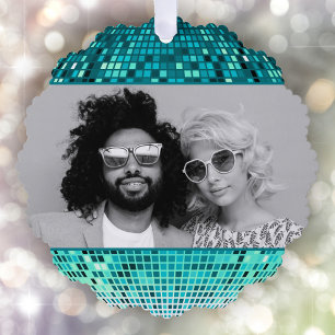 Carte Décorative Vibes Joyeuses Retro Disco Ball Photo Noël