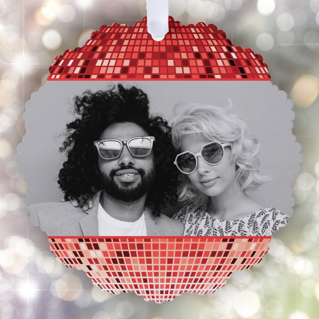 Carte Décorative Vibes Joyeuses Retro Disco Ball Photo Noël (Créateur téléchargé)