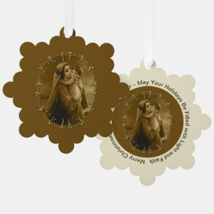 Carte Décorative Vierge Marie avec Enfant Jésus, Gold Border Design