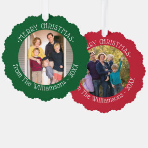 Carte Décorative Vos photos et nom Red Green Frontières Noël