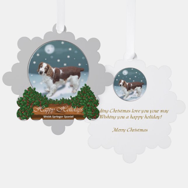Carte Décorative Welsh Springer Spaniel Cadeaux de Noël (Recto/Verso)