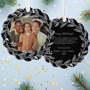 Carte Décorative White Botanical Christmas Wreath Photo personnalis