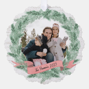 Carte Décorative Wire de pin d'hiver et bannière avec photo