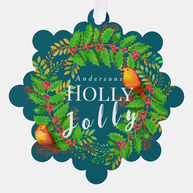 Carte Décorative Wreath Holly Jolly Famille Dark Turquoise (Recto)