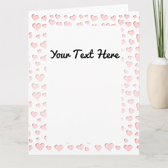 Carte découpée en forme de cœur rose en papier fau (Devant)