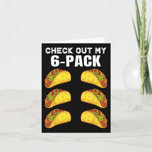 Carte Découvrez Mon Pack Six Funny Taco Boxe Cinco De M (Devant)