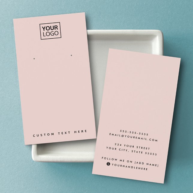 Carte d'écran d'oreille couleur rose vierge (Blush pink custom logo earring display card)