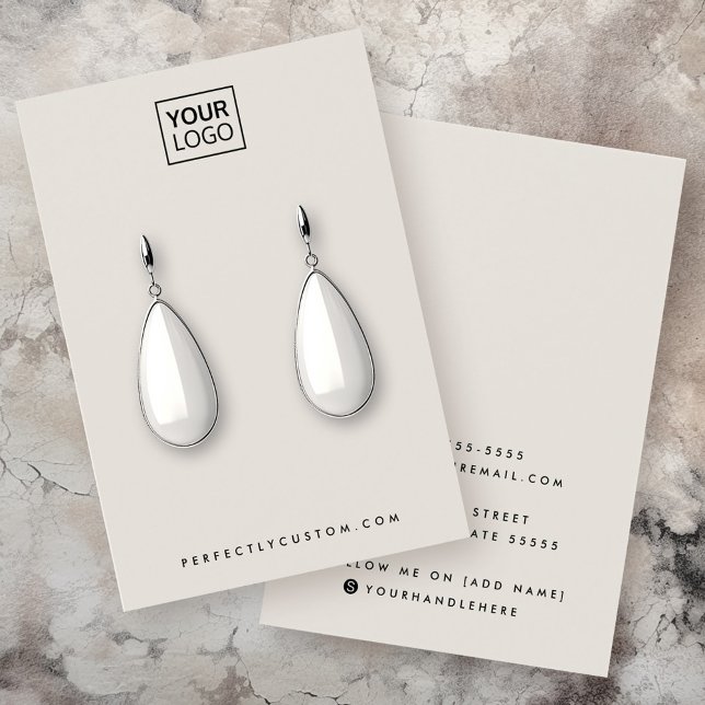 Carte d'écran d'oreille pour logo personnalisé cla (Light tan custom logo earring display card)