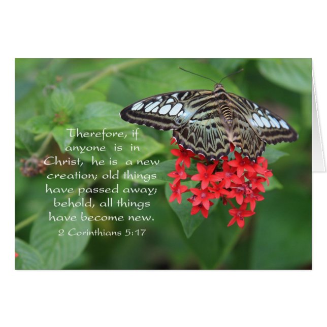 Carte d'écriture de papillon chrétien (Devant horizontal)
