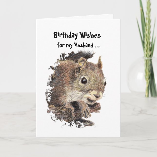 Carte d'écureuil d'anniversaire pour maris de nois (Devant)