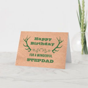 Carte Deer Antlers Vintage Stepdad Anniversaire