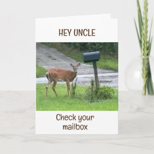 CARTE DEER DIT "HEY ONCLE VÉRIFIEZ VOTRE BOÎTE AUX LETTR
