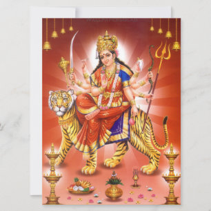 Carte Déesse hindoue Durga Tigre