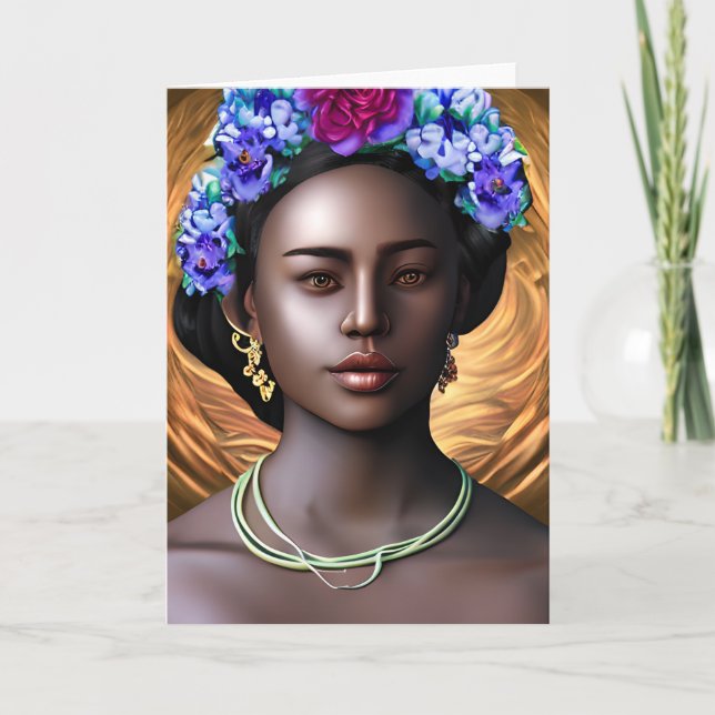 Carte Déesse noire | African-American Woman AI Art (Devant)