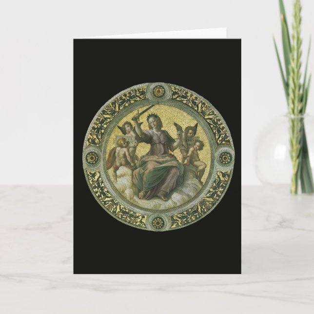 Carte Déesse romaine Justice avec les anges par Raphael (Devant)
